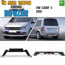 S-Dizayn VW Caddy 3 Ön ve Arka Tampon Koruma Difüzör Seti 2015-2020 A+ Kalite
