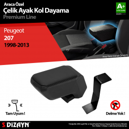 S-Dizayn Peugeot 207 Kol Dayama Kolçak Çelik Ayaklı ABS Siyah 2006-2014 A+ Kalite