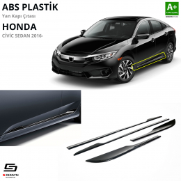 S-Dizayn Honda Civic FC5 ABS Plastik Yan Kapı Çıtası Parlak Siyah 4 Prç. 2016-2021 A+Kalite