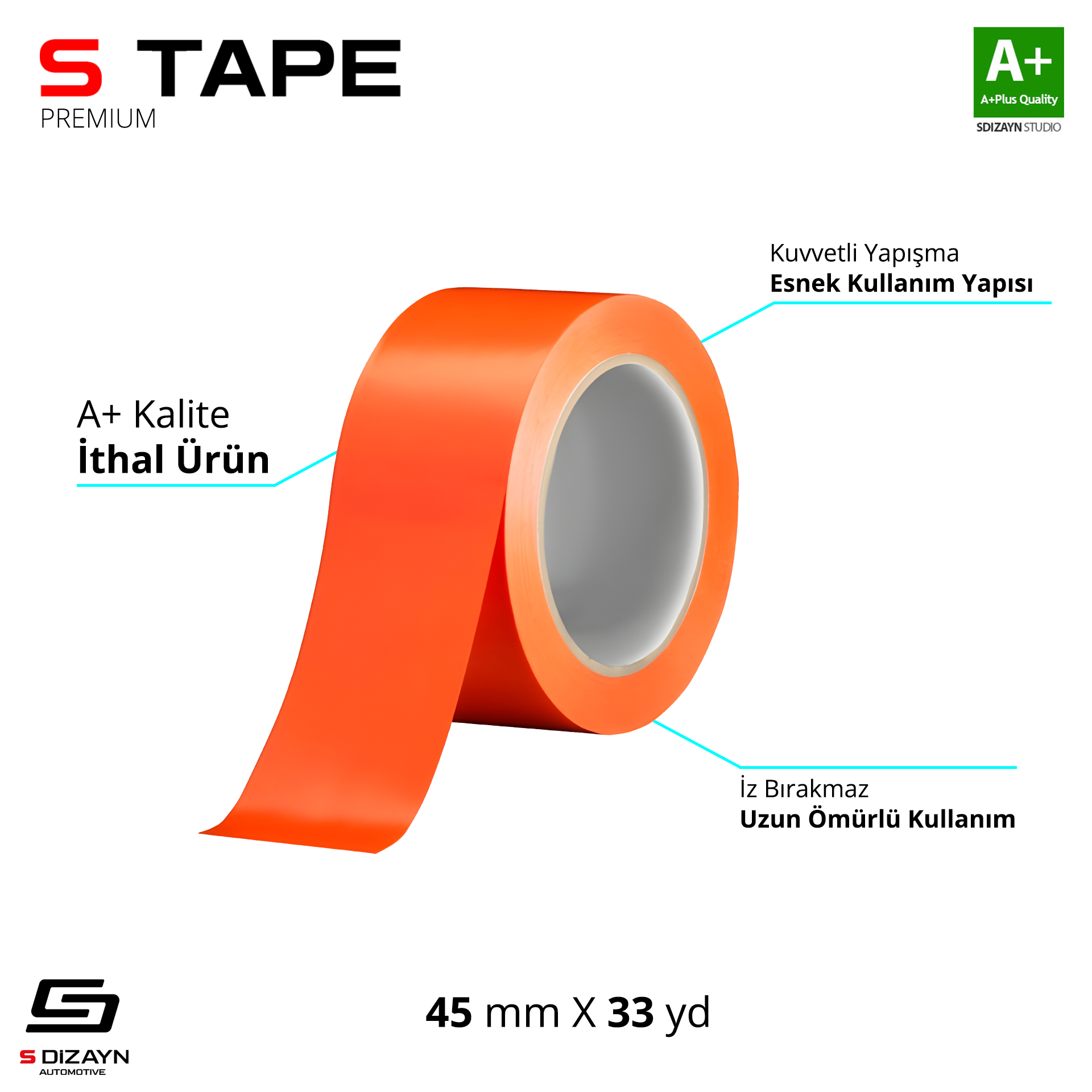 Car Window - Mounting Tape Imported Orange 45mm x 33 Yd A+ Quality 1