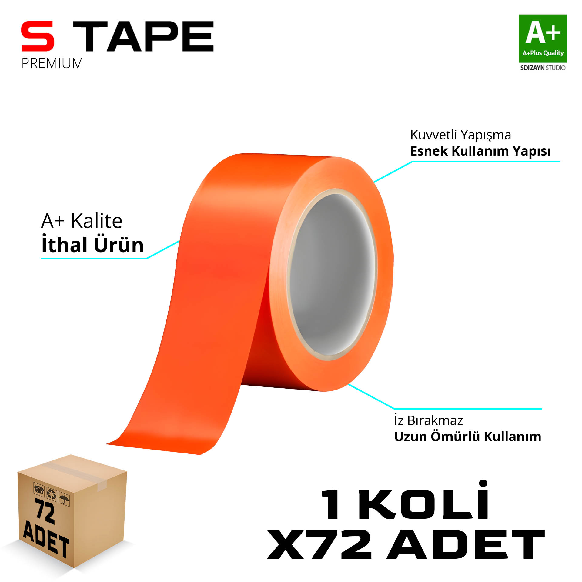 Car Window - Mounting Tape Imported Orange 45mm x 33 Yd 72-pack Parcel A+ Quality 1