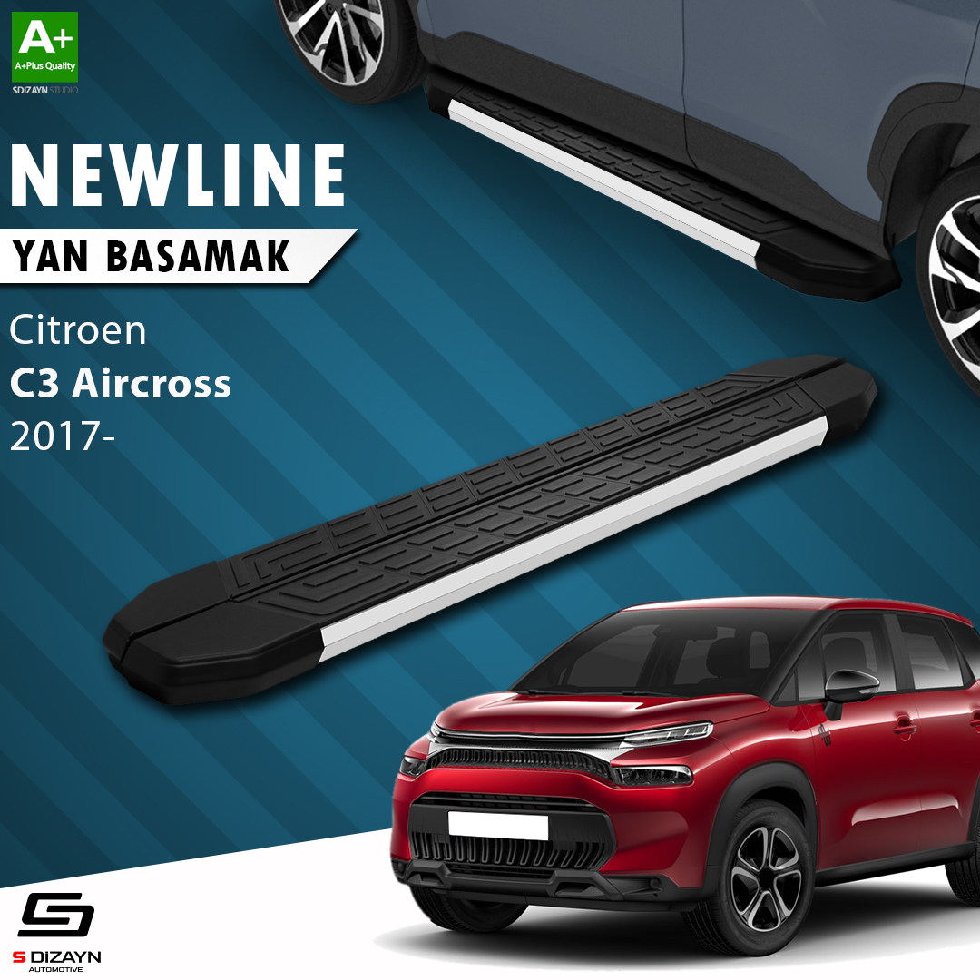 S-Dizayn Citroen C3 Aircross NewLine Aluminyum Yan Basamak 183 Cm 2017 Üzeri A+ Kalite 1