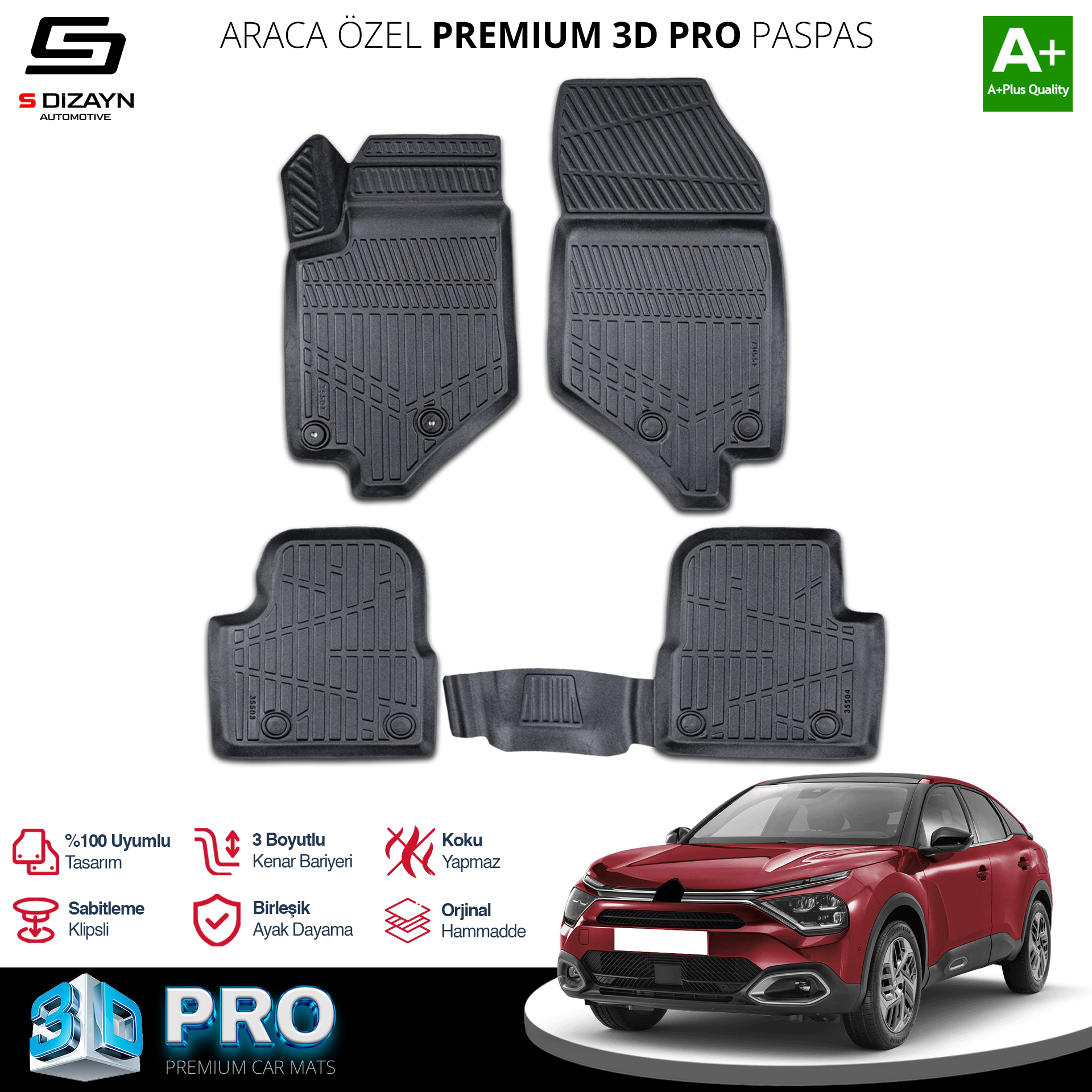 Citroen C4 3D Pro Havuzlu Paspas 2021 Üzeri A+ Kalite 2