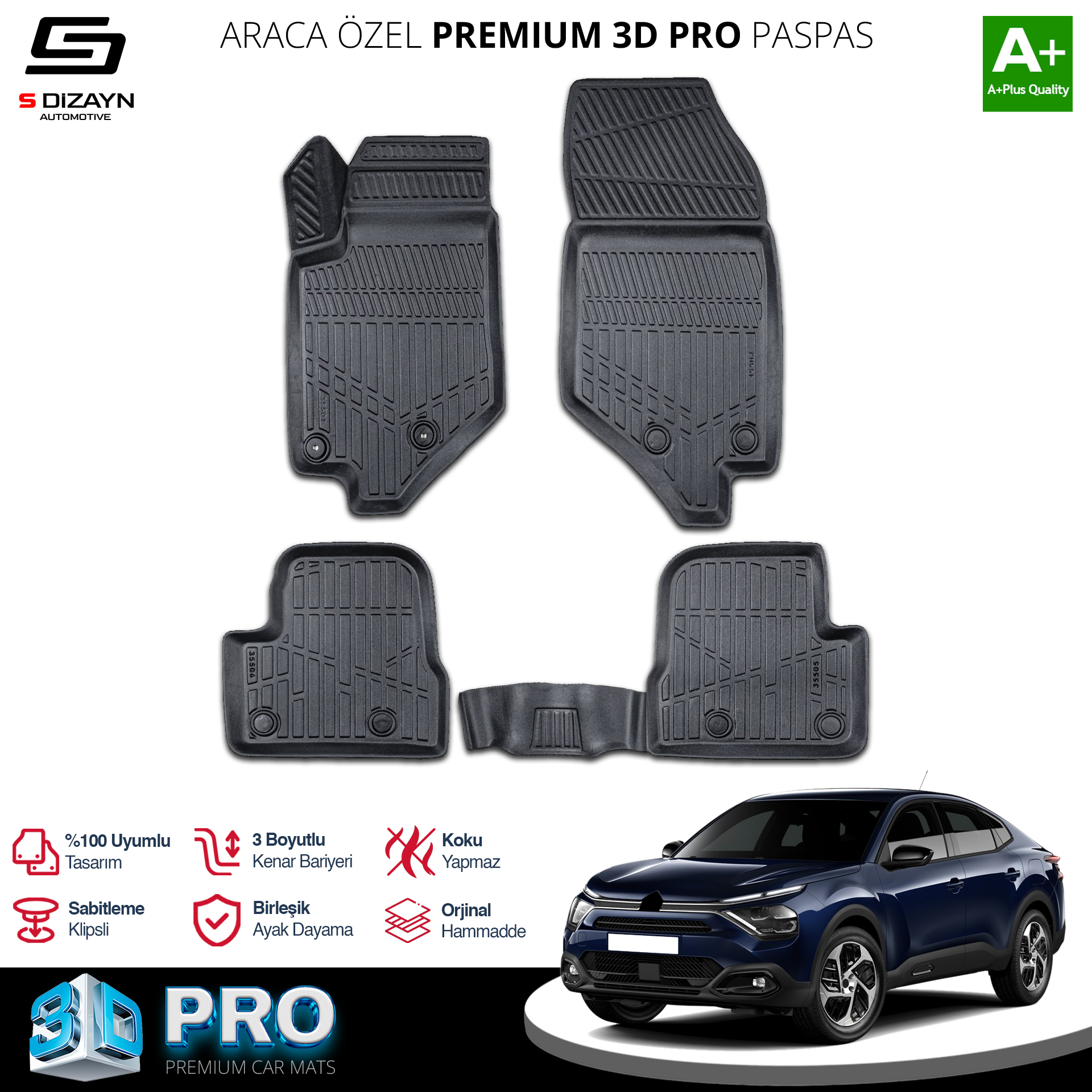 Citroen C4X 3D Pro Havuzlu Paspas 2022 Üzeri A+ Kalite 2