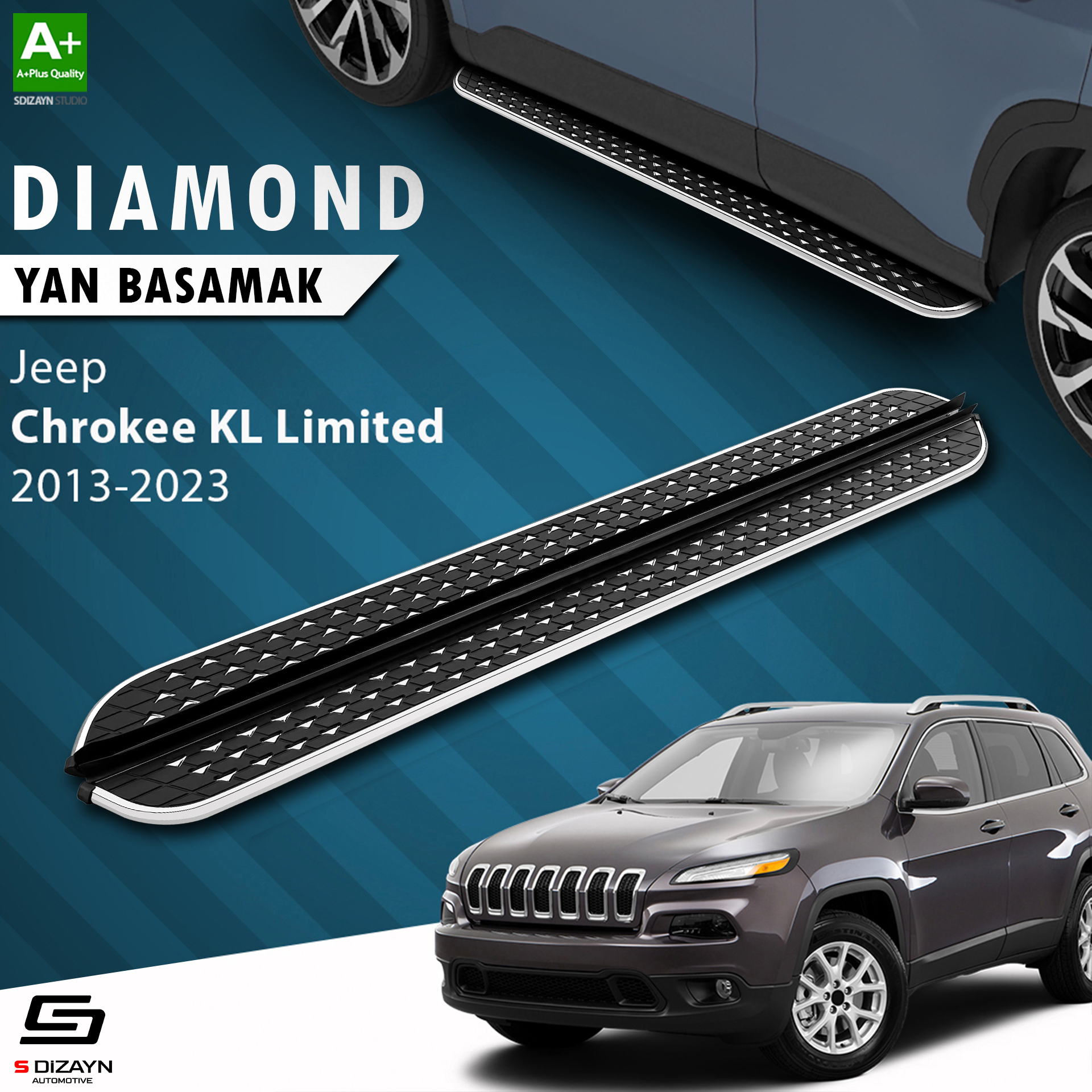 Jeep Cherokee KL Diamond Chrome Side Step 173 Cm 2013-2023 1