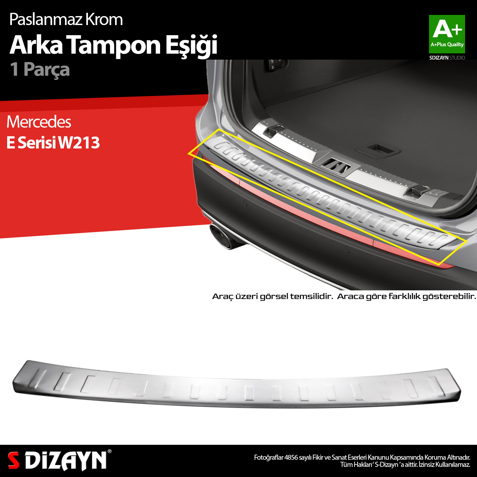 Mercedes E Serisi W213 Krom Arka Tampon Eşiği 2016 Üzeri 1