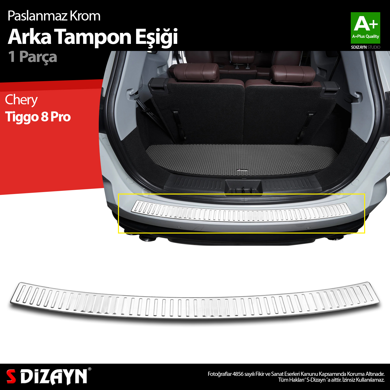 Chery Tiggo 8 Pro Krom Arka Tampon Eşiği 2022 Üzeri 1