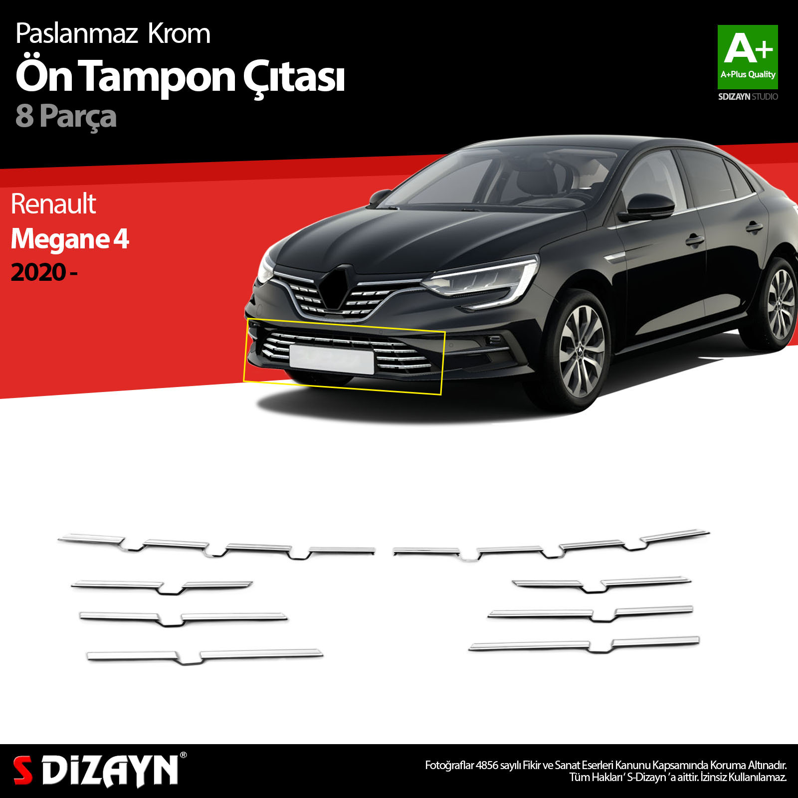 Renault Megane 4 Krom Ön Tampon Çıtası 8 Prç. 2020 Üzeri 1