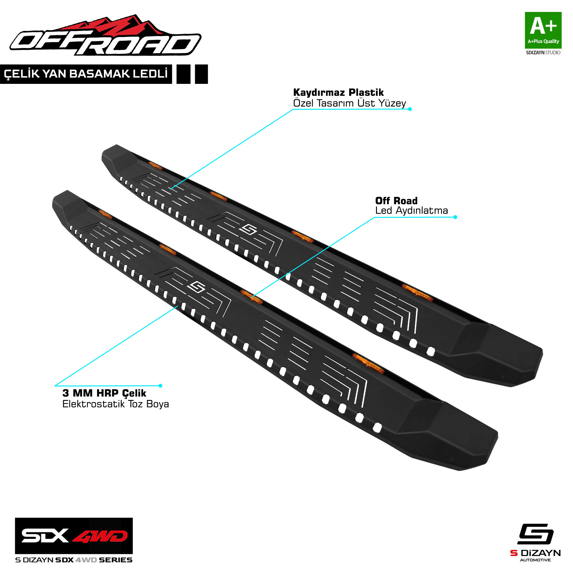 SDX 4WD Off Road Fiat Fullback Steel Side Step 195 Cm With Led V1 2016 After 1