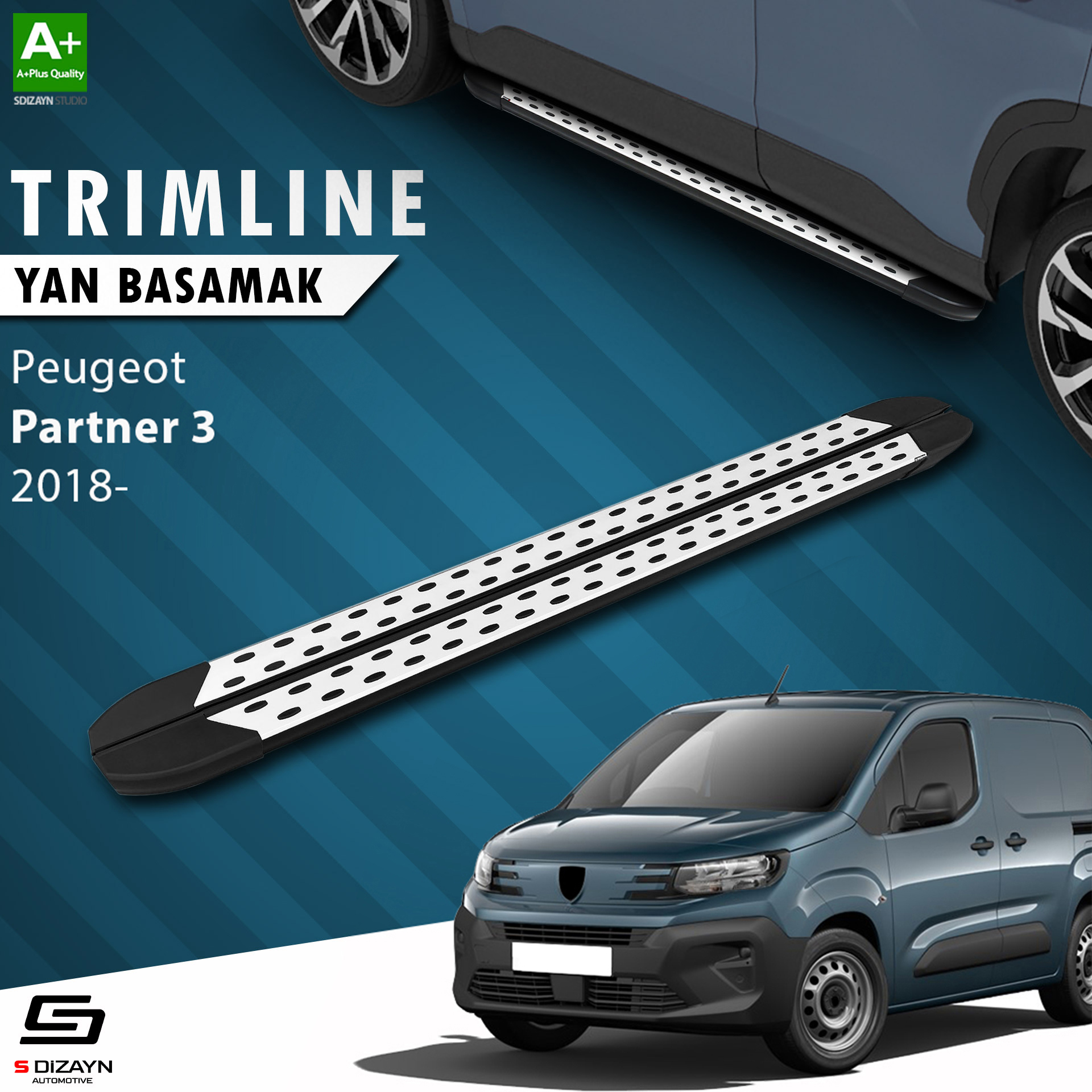 Peugeot Partner 3 Uzun Şase TrimLine Gri Yan Basamak 220 Cm 2018 Üzeri 1