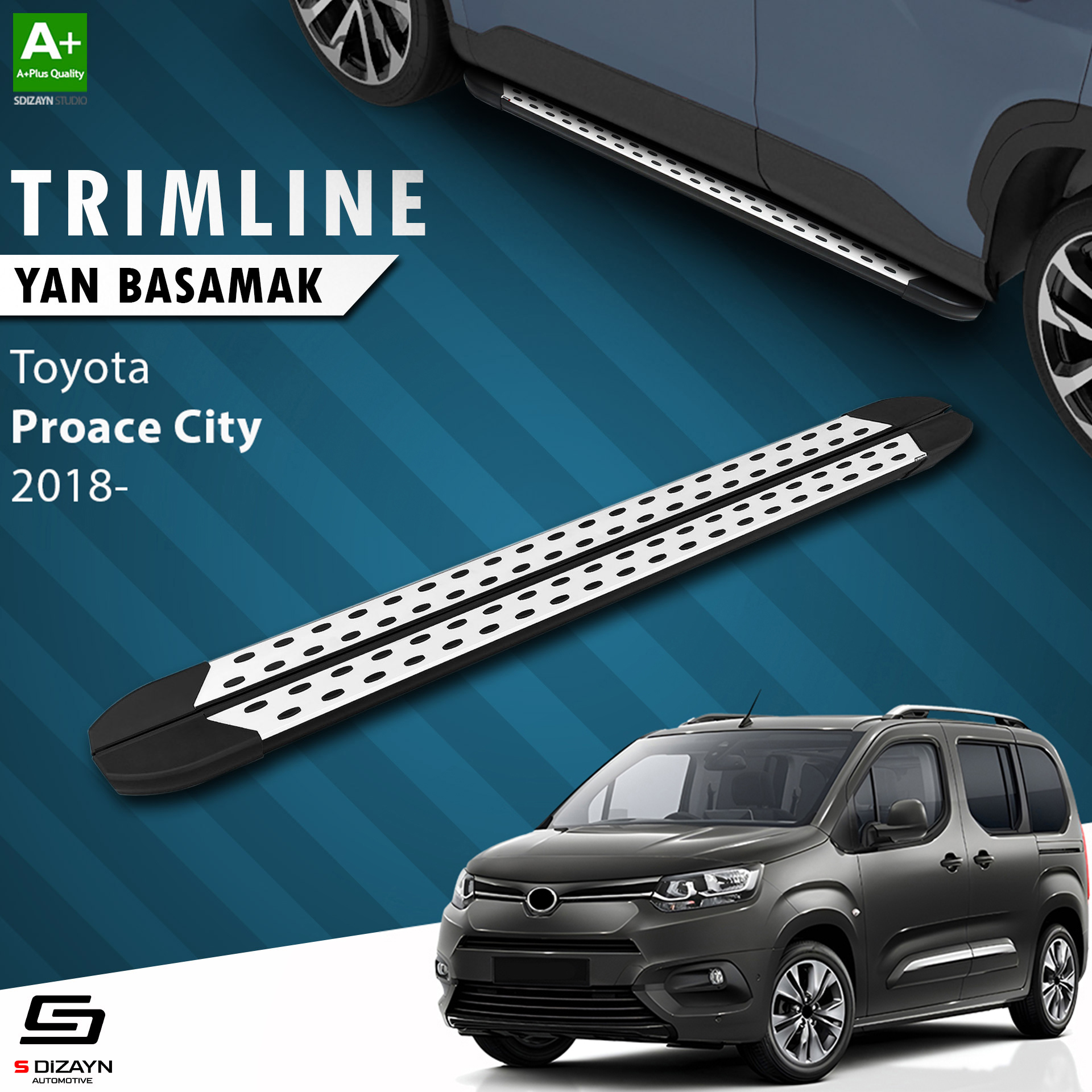 Toyota Proace City Kısa Şase TrimLine Gri Yan Basamak 202 Cm 2018 Üzeri 1