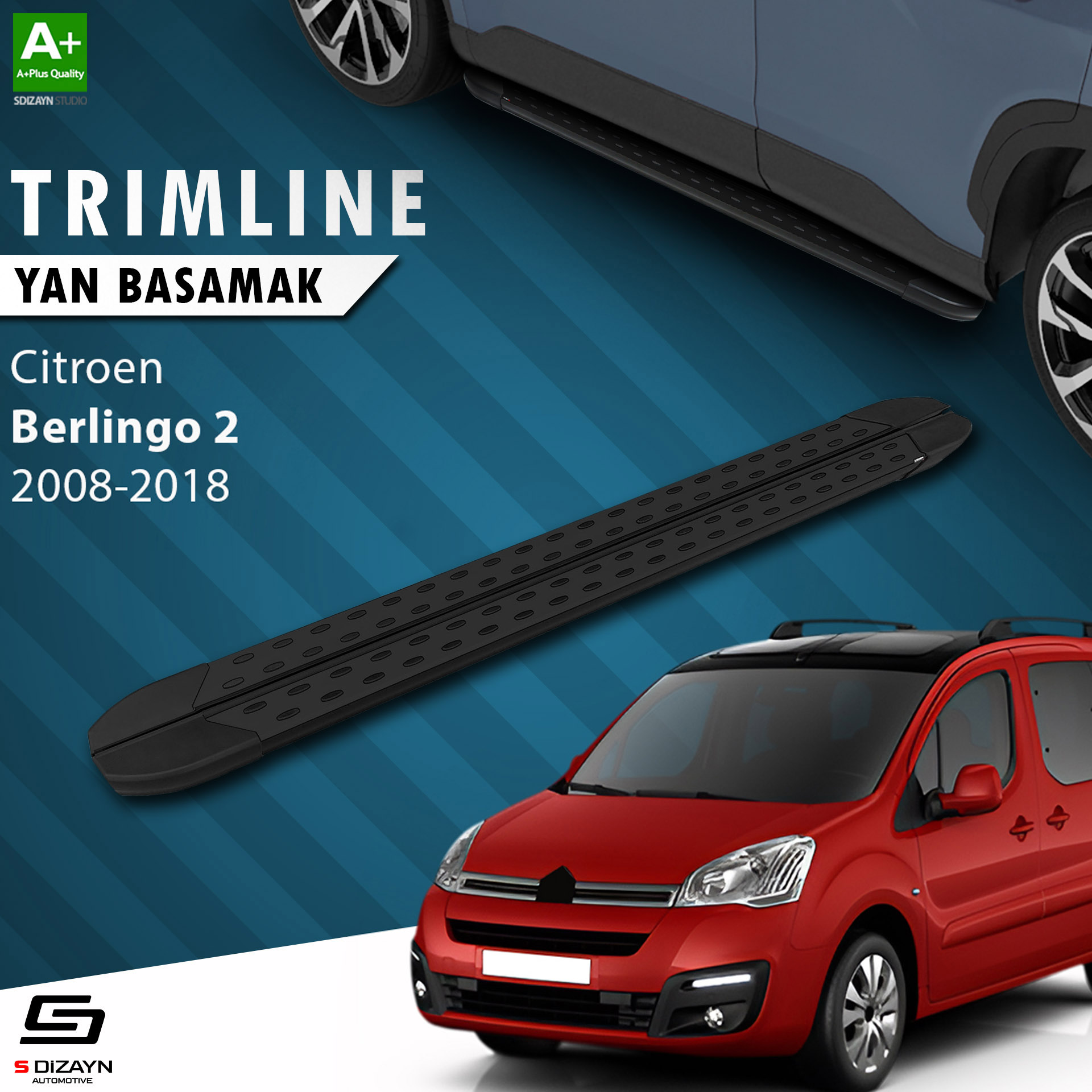 Citroen Berlingo 2 TrimLine Siyah Yan Basamak 196 Cm 2008-2018 1