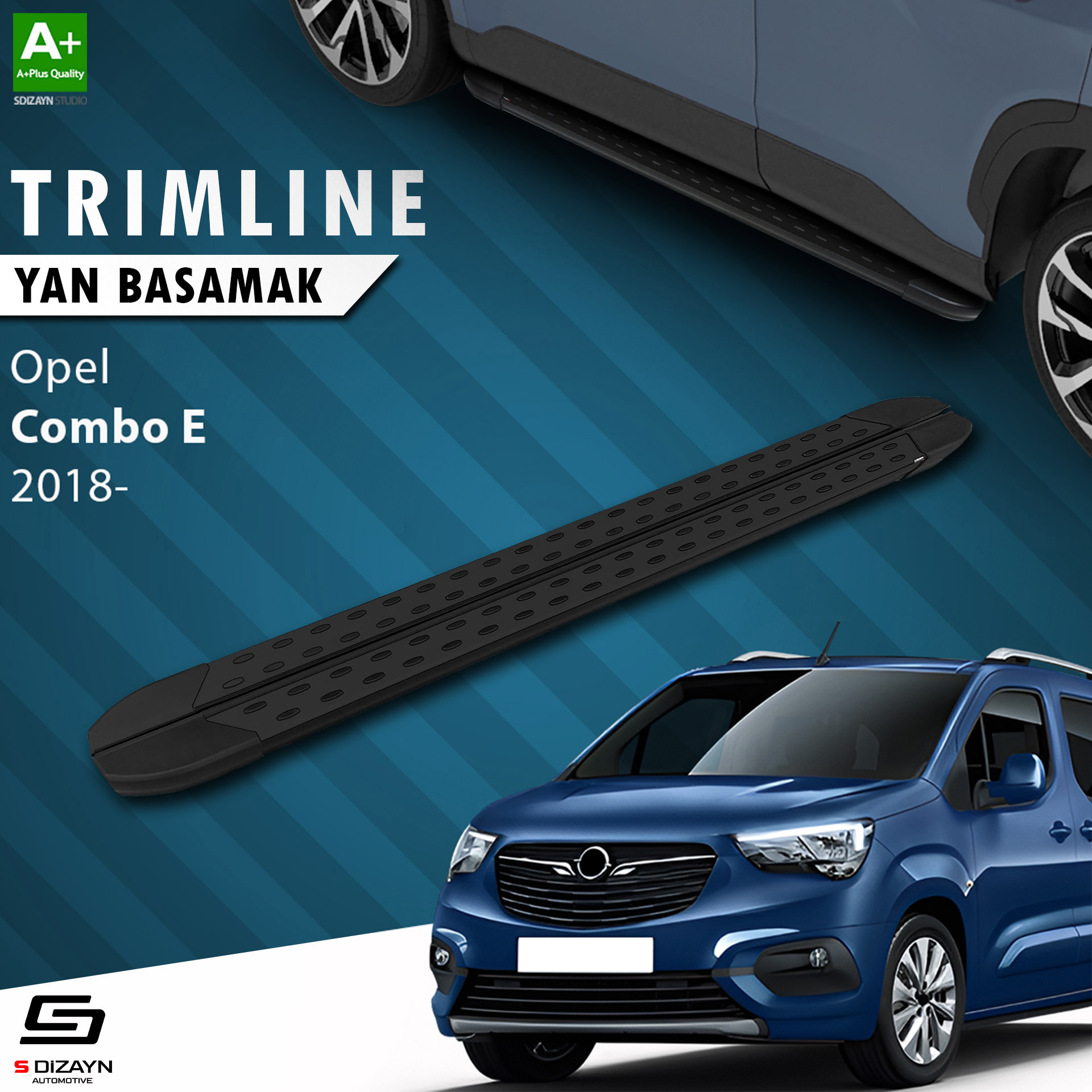 Opel Combo E Uzun Şase TrimLine Siyah Yan Basamak 220 Cm 2018 Üzeri 1