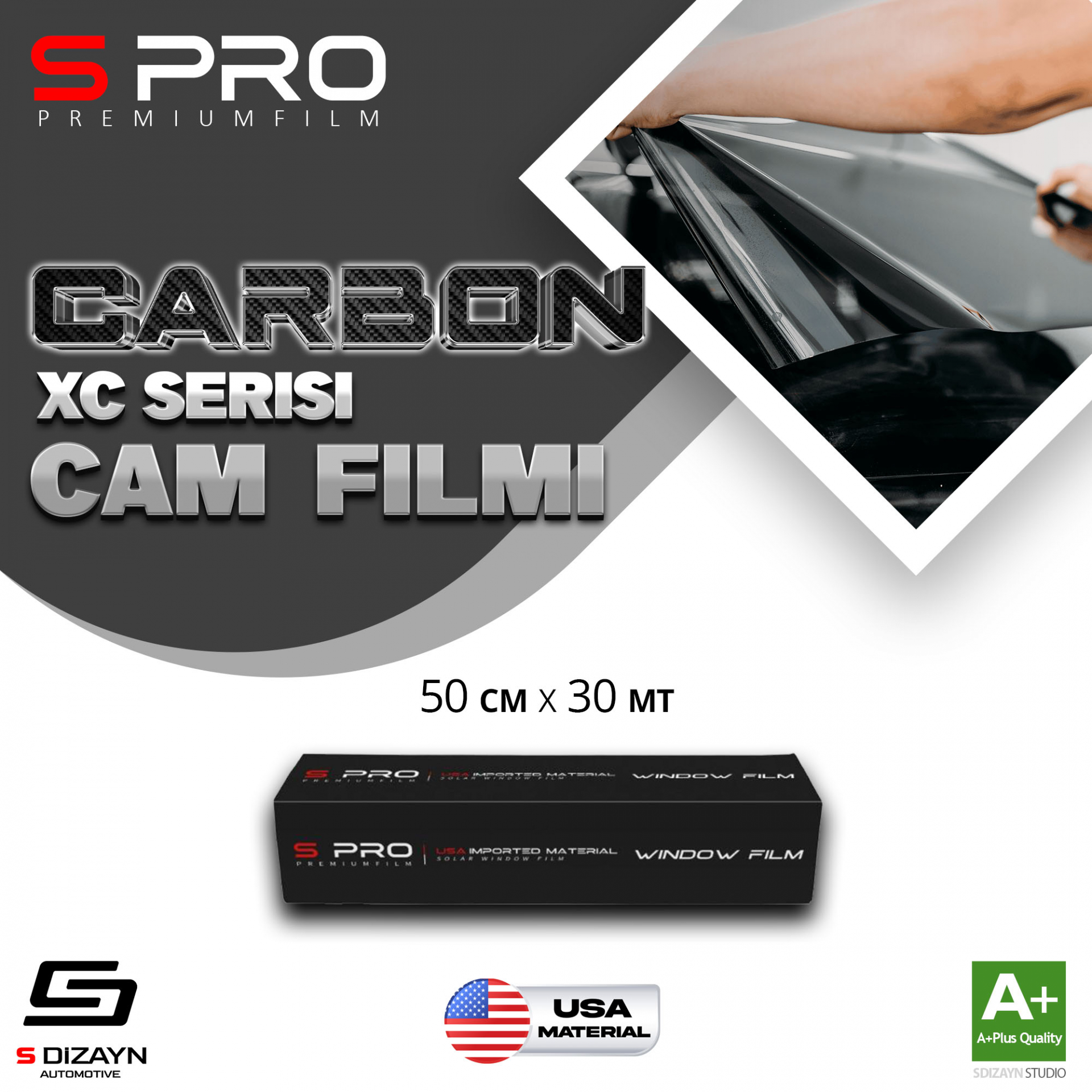 S Pro Window Tint Nano Carbon XC Serisi 2PLY %05 50cm/30mt 1