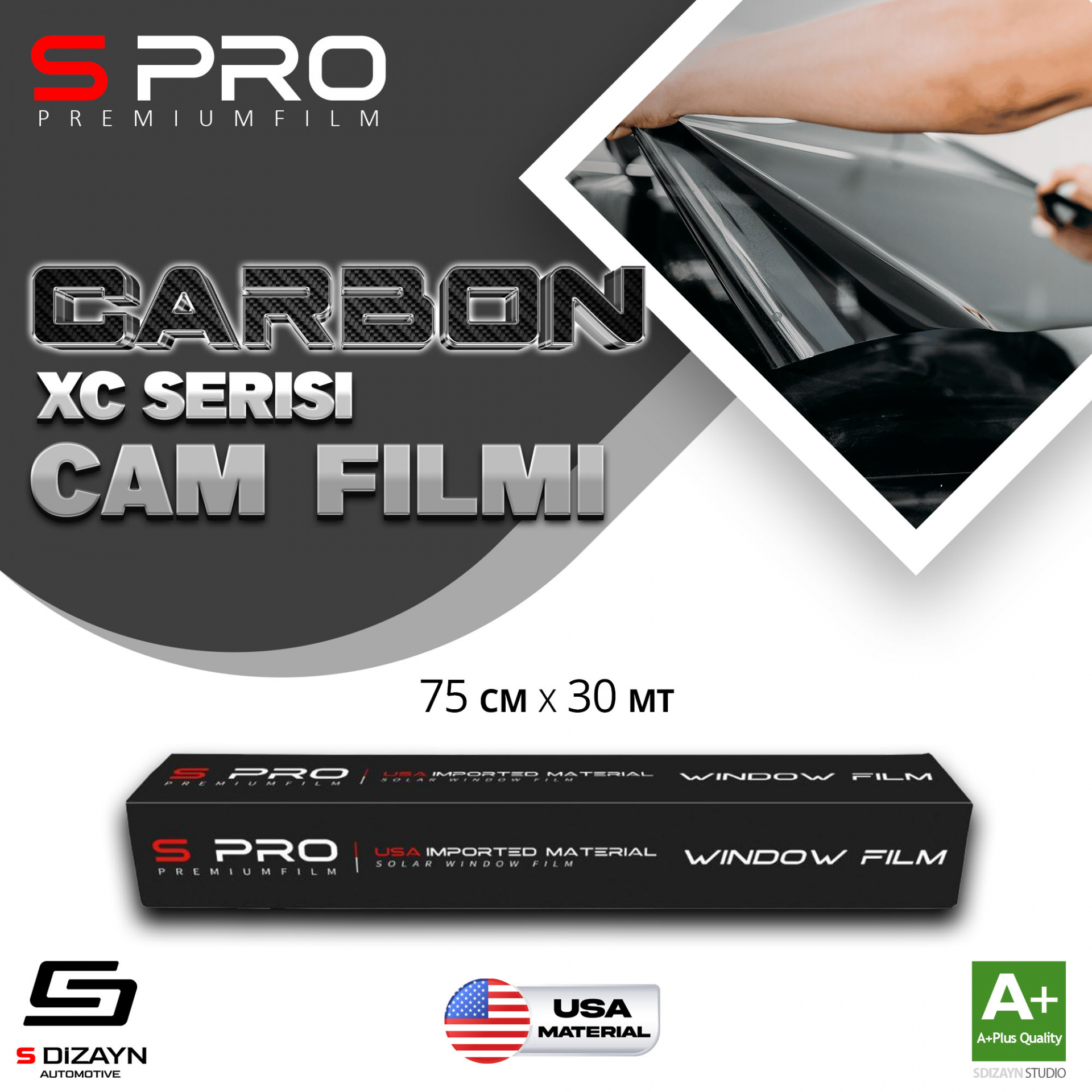 S Pro Window Tint Nano Carbon XC Serisi 2PLY %05 75cm/30mt 1