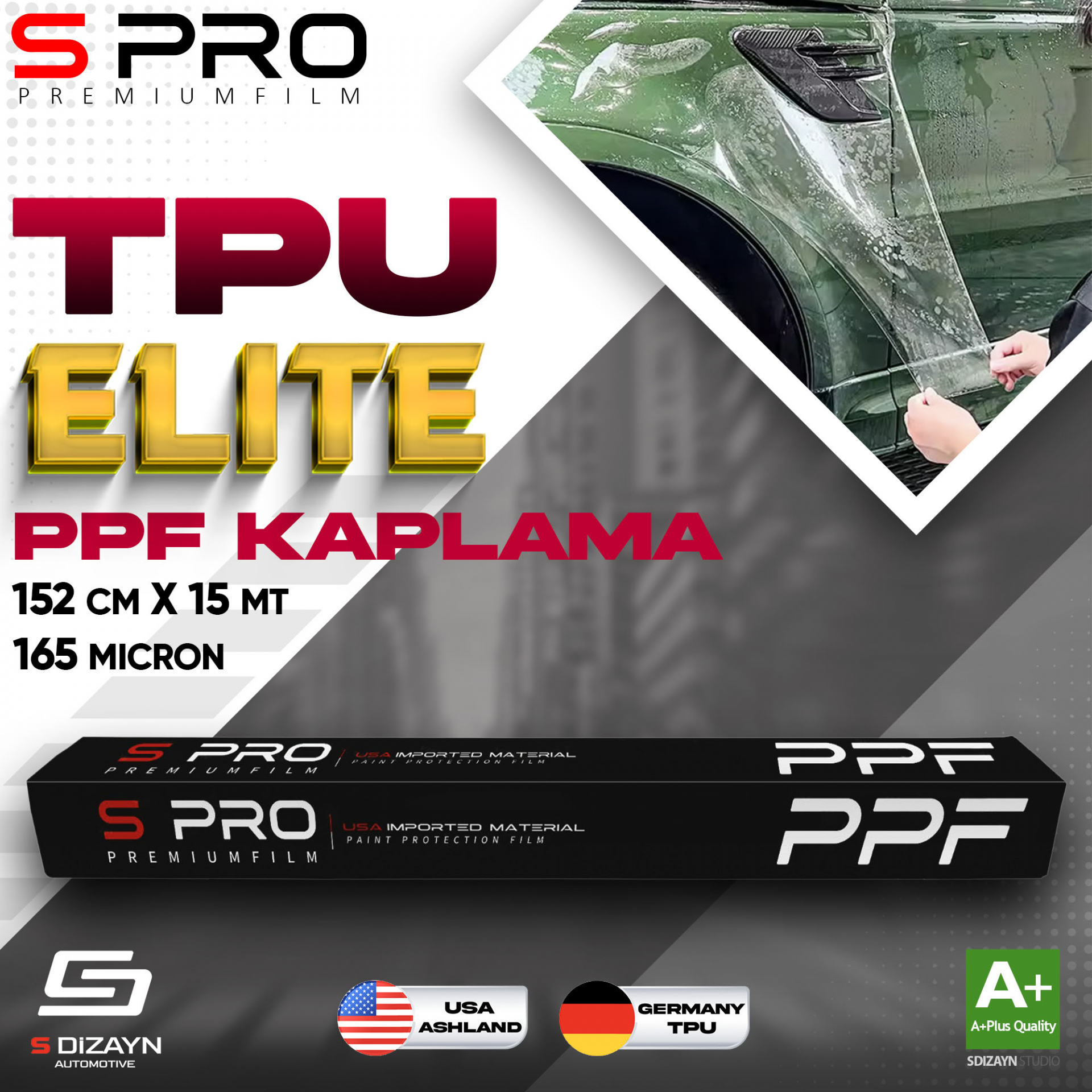 S Pro PPF Boya Koruma Filmi TPU Elite 165mic 152cm/15mt 1