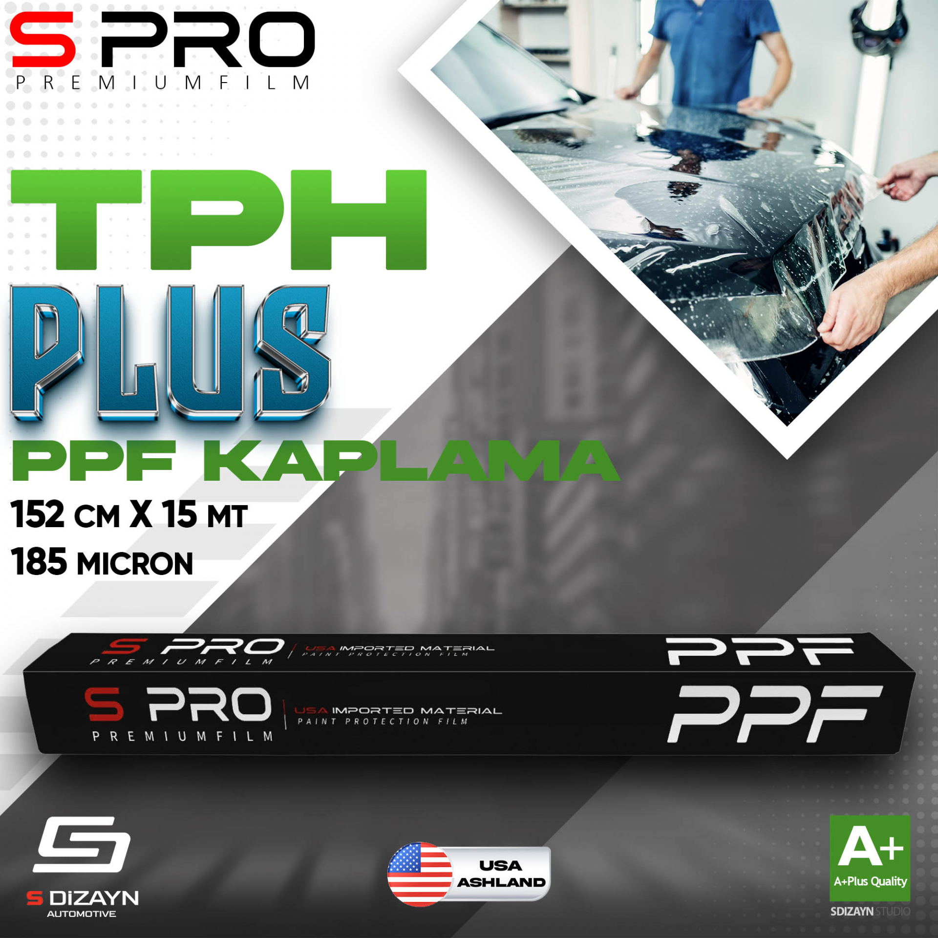 S Pro PPF Boya Koruma Filmi TPH Plus Max 185mic 152cm/15mt 1