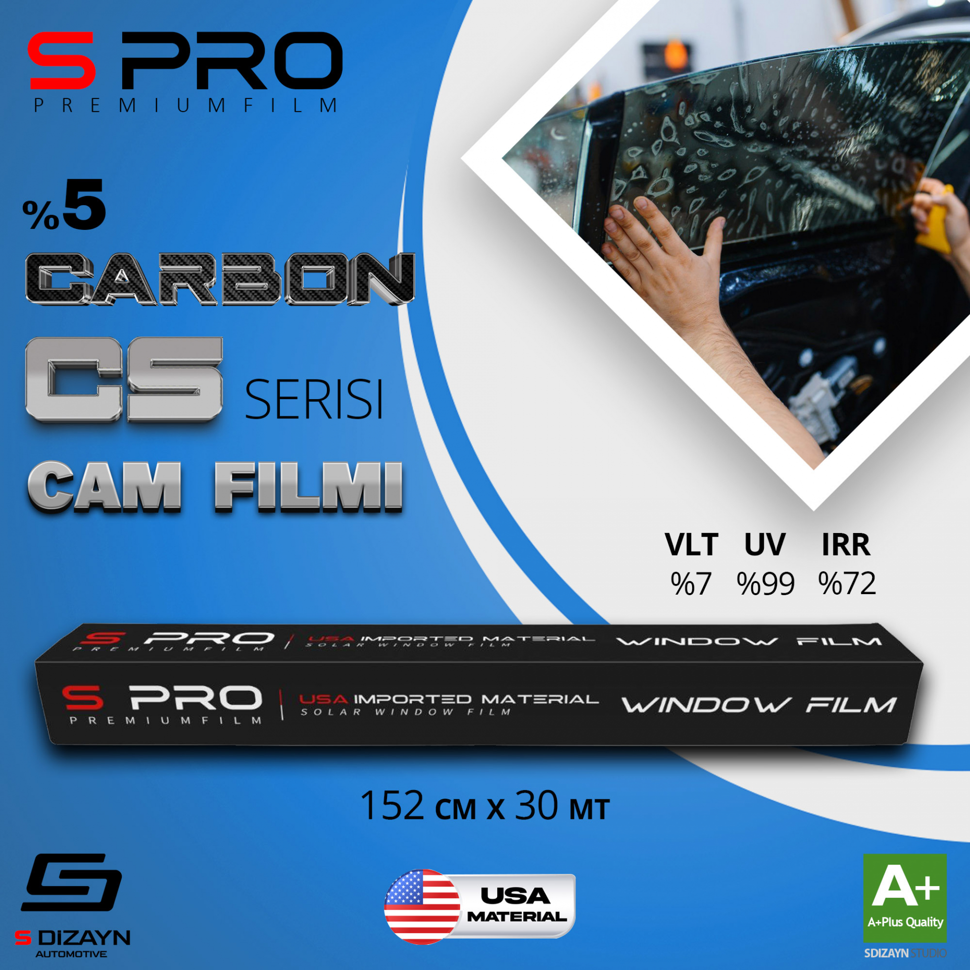 S Pro Cam Filmi Nano Carbon CS Serisi 2PLY %05 152cm/30mt 1