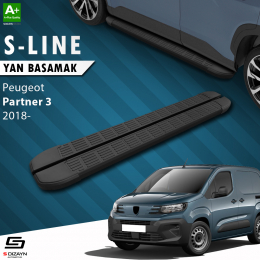 S-Dizayn Peugeot Partner 3 Uzun Şase S-Line Siyah Yan Basamak 213 Cm 2018 Üzeri