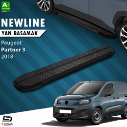 S-Dizayn Peugeot Partner 3 Uzun Şase NewLine Siyah Yan Basamak 219 Cm 2018 Üzeri