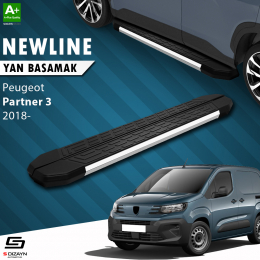 S-Dizayn Peugeot Partner 3 Uzun Şase NewLine Krom Yan Basamak 219 Cm 2018 Üzeri
