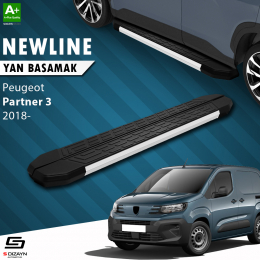 S-Dizayn Peugeot Partner 3 Uzun Şase NewLine Aluminyum Yan Basamak 219 Cm 2018 Üzeri