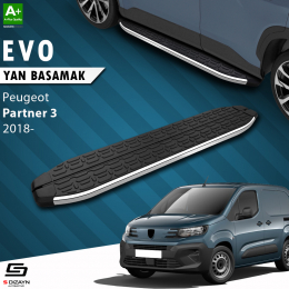 S-Dizayn Peugeot Partner 3 Uzun Şase Evo Krom Yan Basamak 213 Cm 2018 Üzeri