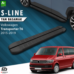 S-Dizayn VW Transporter T6 Uzun Şase S-Line Siyah Yan Basamak 253 Cm 2015-2019