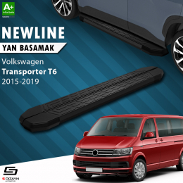 S-Dizayn VW Transporter T6 Uzun Şase NewLine Siyah Yan Basamak 253 Cm 2015-2019