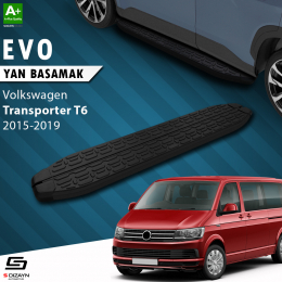 S-Dizayn VW Transporter T6 Uzun Şase Evo Siyah Yan Basamak 253 Cm 2015-2019