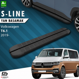 S-Dizayn VW Transporter T6.1 Uzun Şase S-Line Siyah Yan Basamak 253 Cm 2019 Üzeri