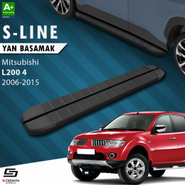 S-Dizayn Mitsubishi L200 4 S-Line Siyah Yan Basamak 193 Cm 2006-2015 A+ Kalite