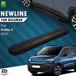 S-Dizayn Fiat Doblo 3 Uzun Şase NewLine Siyah Yan Basamak 219 Cm 2023 Üzeri A+ Kalite