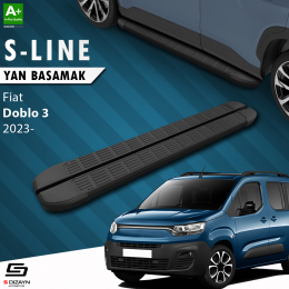 S-Dizayn Fiat Doblo 3 Uzun Şase S-Line Siyah Yan Basamak 213 Cm 2023 Üzeri A+ Kalite