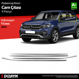 S-Dizayn VW T-Cross Krom Cam Çıtası 4 Prç 2023 Üzeri