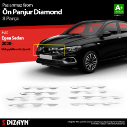 S-Dizayn Fiat Egea SD Krom Ön Panjur Diamond Model 8 Prç 2020 Üzeri