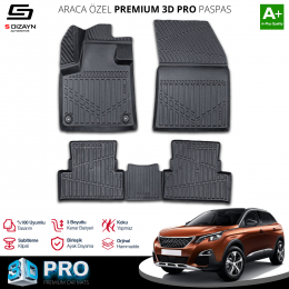 Peugeot 3008 3D Pro Havuzlu Paspas 2016-2023 A+ Kalite