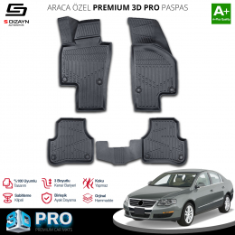 S-Dizayn Volkswagen Passat B6 3D Pro Havuzlu Paspas 2005-2010 A+ Kalite