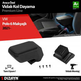 S-Dizayn VW Polo 6 Makyajlı Kol Dayama Kolçak ABS Vidalı Siyah 2021 Üzeri A+ Kalite