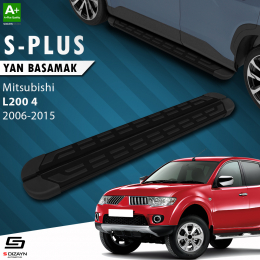 S-Dizayn Mitsubishi L200 4 S-Plus Siyah Yan Basamak 193 Cm 2006-2015 A+ Kalite