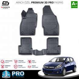 S-Dizayn Opel Corsa D 3D Pro Havuzlu Paspas 2006-2014 A+ Kalite