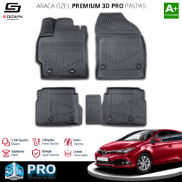 S-Dizayn Toyota Auris 3D Pro Havuzlu Paspas 2013-2020 A+ Kalite