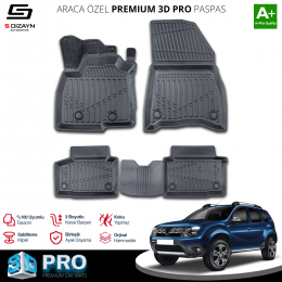 S-Dizayn Dacia Duster 4X4 3D Pro Havuzlu Paspas 2018-2022 A+ Kalite