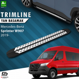 S-Dizayn Mercedes Sprinter W907 Uzun Şase TrimLine Gri Yan Basamak 340 Cm 2019 Üzeri A+ Kalite